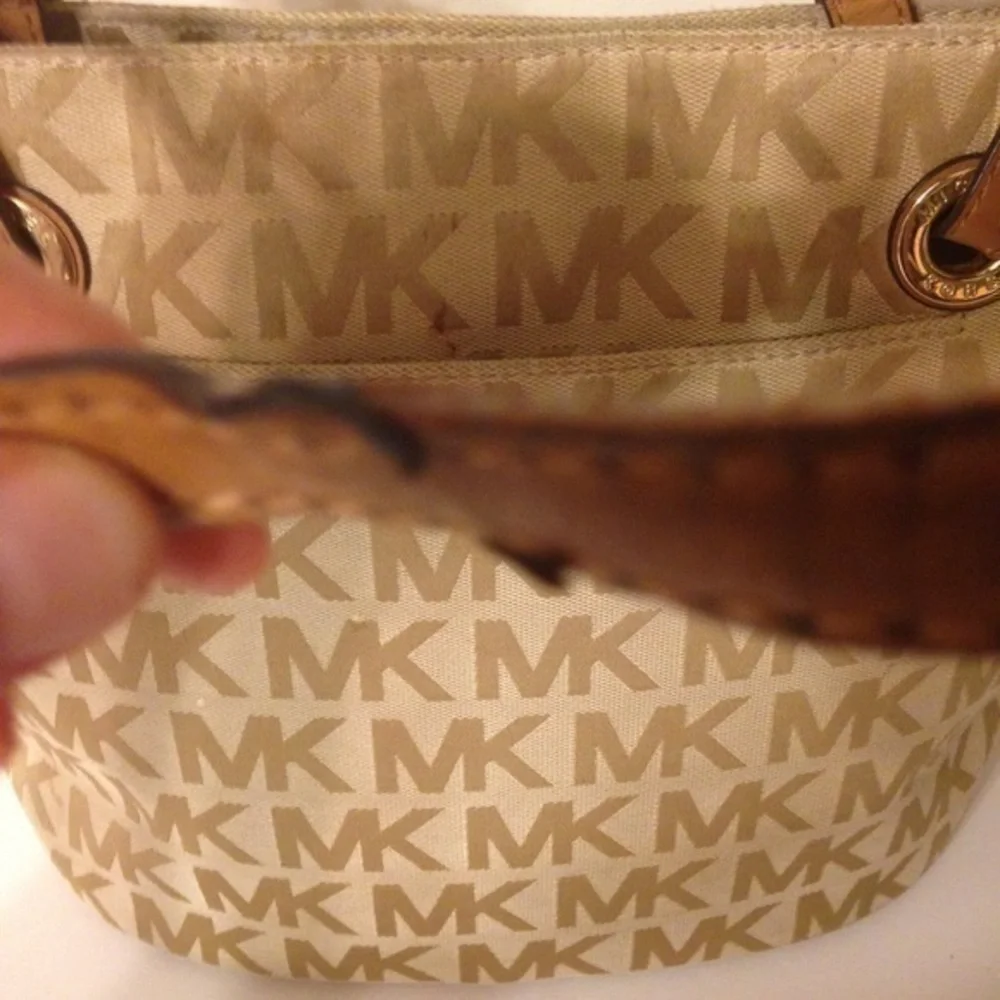 Michael Kors gold MK signature tote bag